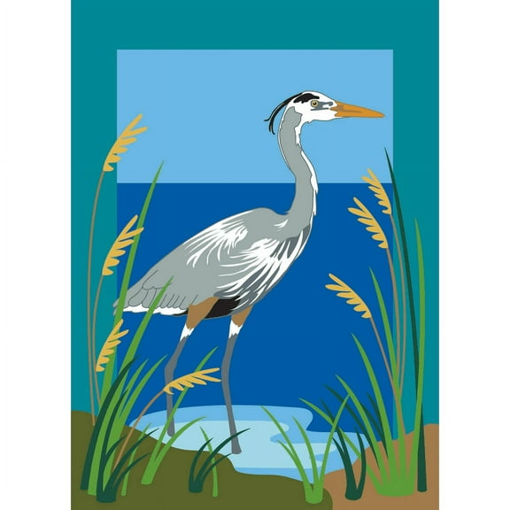 Magnolia Garden Flags M010042 13 x 18 in. Heron Bird Polyester Garden Flag