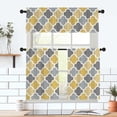thumbnail image 5 of Yellow Gray Geometric Curtain for Kitchen Bathroom Modern Minimalist Rod Pocket Window Tier Curtains Valance Set 3 Pcs Vintage Aesthetic Printed Curtains 54 x 18 inches + 27 x 36 inches *2, 5 of 6