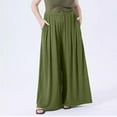 thumbnail image 2 of Lenpel Women's Plus Size Culottes Pants Ribbed Wide Leg Elastic Waisted Trousers Flowy Palazzo Pants with Pockets, 2 of 7