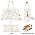thumbnail image 5 of Gocvo Canvas Tote Bag for Women, Large Multi-Pocket Shoulder Handbag, Crossbody Messenger Bag, Pink Flower, 5 of 6