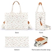 Gocvo Canvas Tote Bags for Women, Large Multi-Pocket Shoulder Handbag, Crossbody Messenger Bag, Pink Flower
