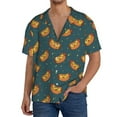 thumbnail image 1 of Fotbe Hot Dog 6 Camisa Estampada de Manga Corta para Hombre, Casual de Verano, Estilo Playero, Sin Arrugas-Small, 1 of 5