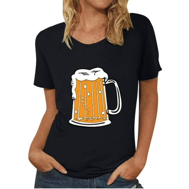 Blouse pour Femmes Oktoberfest T-Shirt Col Rond Été Imprimé Manches Courtes Pull T-Shirt Habillé Hauts Chemise
