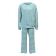 thumbnail image 7 of YHCY Womens 2 Piece Ribbed Knit Outfit Long Sleeve Crew Neck Tunic Sweatshirt Basic Straight Wide Leg Sweatpant Lounge Trendy Suits Oversized Dressy Sets Travel Vacation Sweatsuit Light Blue M, 7 of 7