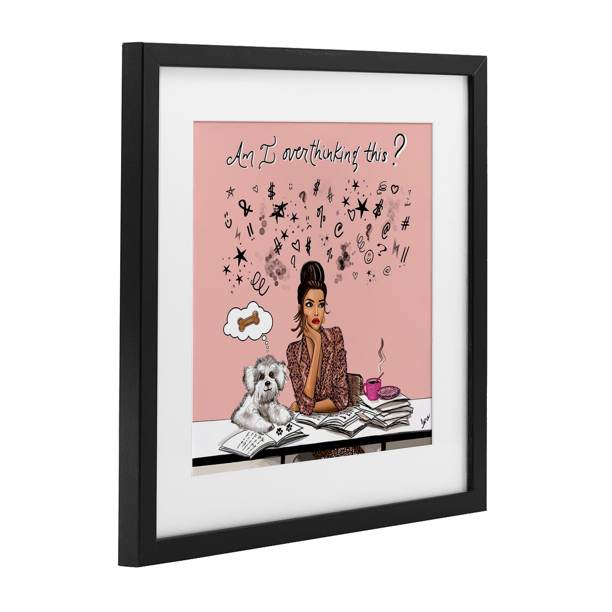 Stupell Industries Overthinking Reflection with Puppy Black Framed Print Under Glass, design by Tara Boone