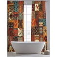 thumbnail image 5 of Boho Vintage Sheer Curtains 84 Inch Length 2 Panels Set, Brown Ethnic Middle Century Geometric Voile Window Treatment Rod Pocket Curtains Sheers Drapes for Bedroom/Living Room/Kitchen 52"x84"x2, 5 of 7
