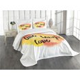 thumbnail image 3 of Ambesonne Live Laugh Love Quilted Bedspread Set 3 Pcs, Soft Watercolor, Queen Size, Yellow Coral Black, 3 of 5