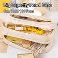 thumbnail image 3 of Big Capacity Pencil Case, 3 Compartments Simple Storage Aesthetic Pencil Case, 3 of 5