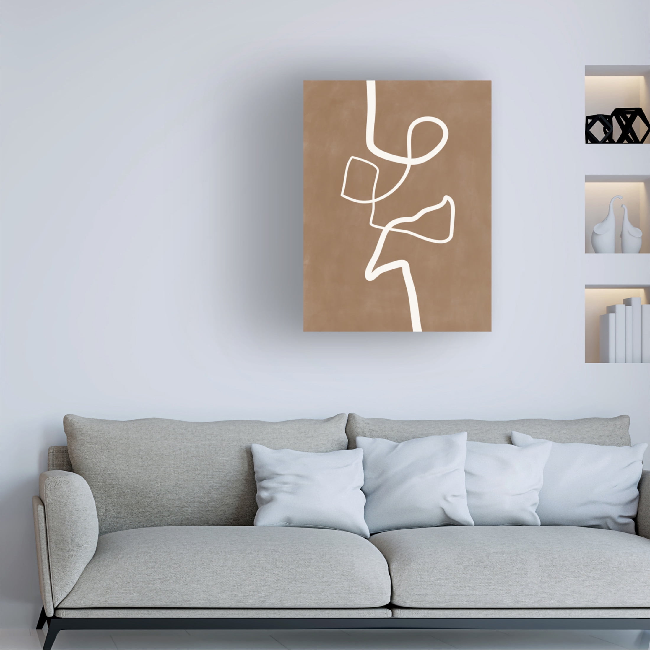 Trademark Fine Art Elena Ristova  Brown Single Line Artwork Canvas Wall Art