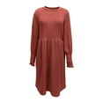 thumbnail image 4 of Oksale Womens Sweater Dress for Fall Casual Crewneck Knit Dresses with Pockets Long Sleeve Mini Dress Slouchy Comfy Bodycon Outfits 2025 Orange XL, 4 of 7