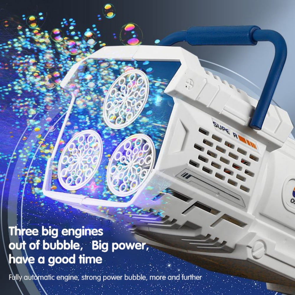 Bubble Machine 60-Holes,Electric Automatic Bubble Maker with Light, Toys For Girls Boys 3-12 Years-Blue