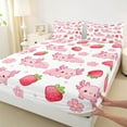 thumbnail image 3 of jejeloiu Ocean Life Axolotl Twin Sheet Sets,Cute Strawberry Floral Bedding For Sealife Lover 3pcs, 3 of 7