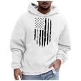 thumbnail image 3 of Caqnni Men's Novelty Solid Color Pullover Hoodie Casual American Flag Hooded Sweatshirts Jacket with Pocket (L,White), 3 of 4