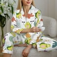 thumbnail image 6 of Pajama Sets for Women 2 Pcs, Orange Green Avocado Button Down Long Sleeve Sleepwear Lounge PJ Sets, 6 of 6