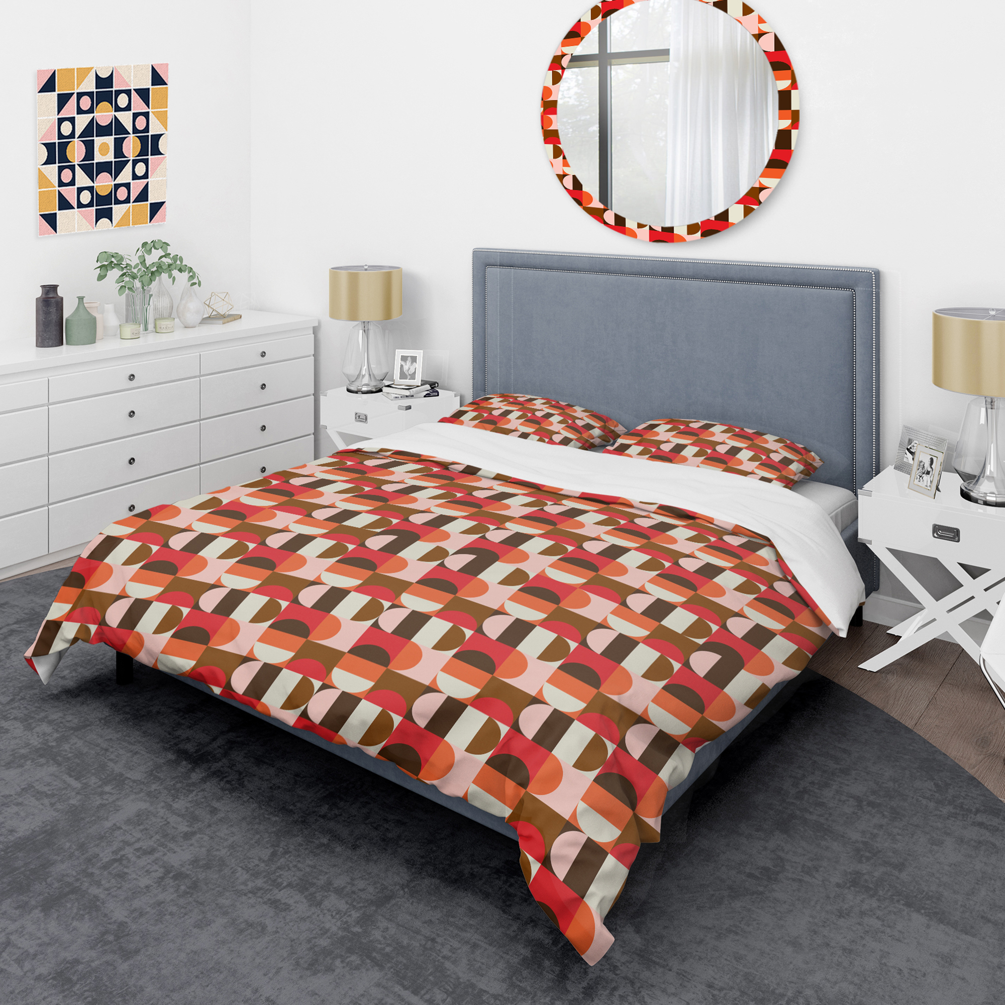 Designart 'Retro Geometric Design II' Mid-Century Modern Duvet Cover Set