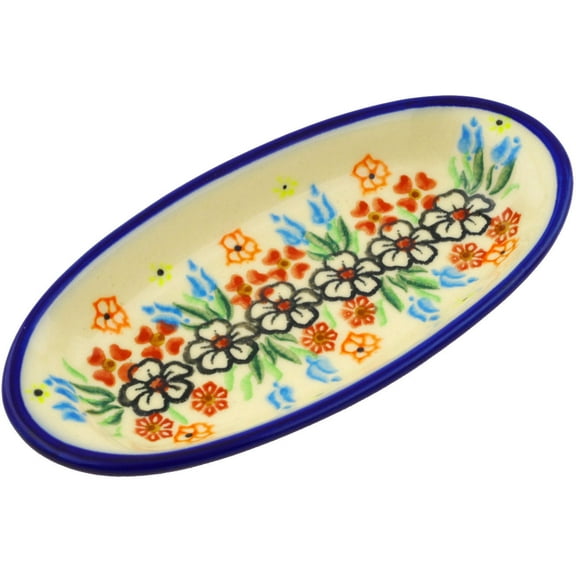 Polish Pottery 6½-inch Condiment Dish (Fanciful Ladybug Theme) Signature UNIKAT Hand Painted in Boleslawiec, Poland   Certificate of Authenticity