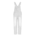 thumbnail image 3 of purcolt Women's Classic Adjustable Straps Denim Bib Overalls Casual Loose Comfy Straight Wide Leg Stretchy Jeans Pants Jumpsuits with Pockets, 3 of 5