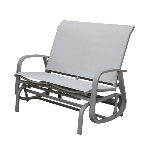 F. Corriveau International Bruxelle Fauteuil Berçant de Patio Extérieur à 2 Places – Cadre en Aluminium, Tissu Textilène, Grège