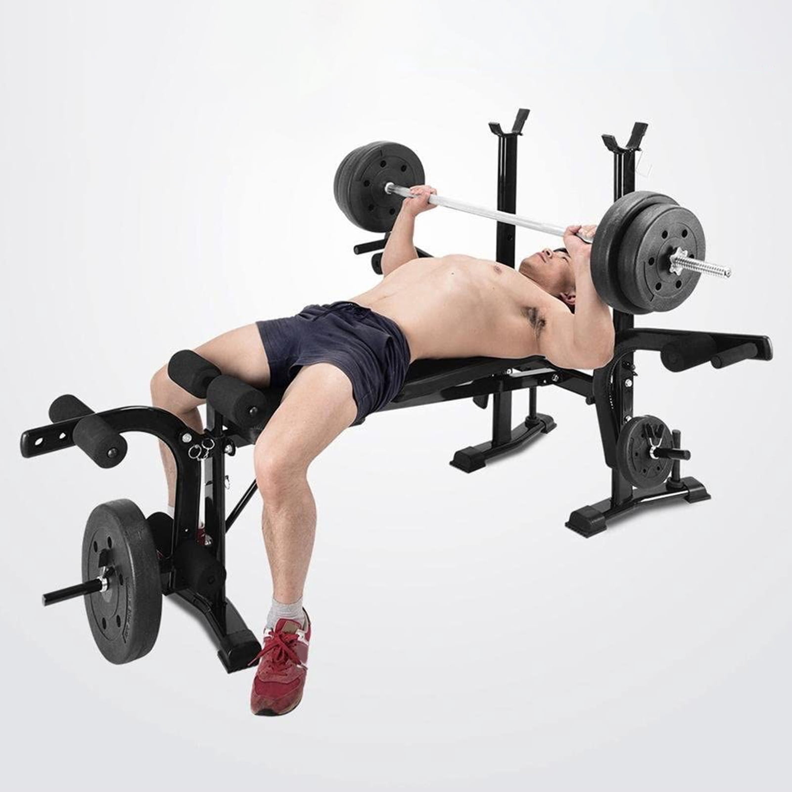 Meoldis 4-in-1 Adjustable Weight Bench Set with Leg Developer & Preacher Curl, 800 LBS Capacity Home Gym Strength Training Equipment