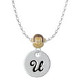 thumbnail image 1 of Delight Jewelry Silvertone Large Script Letter - U - 3/4'' Disc - Mia Monkey Charm Necklace, 1 of 4