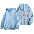 thumbnail image 6 of LEKDFST Zip Up Hoodie Women Christian Trendy Graphic Oversized Sweatshirt Casual Y2K Long Sleeve Tops Sky Blue XL, 6 of 6