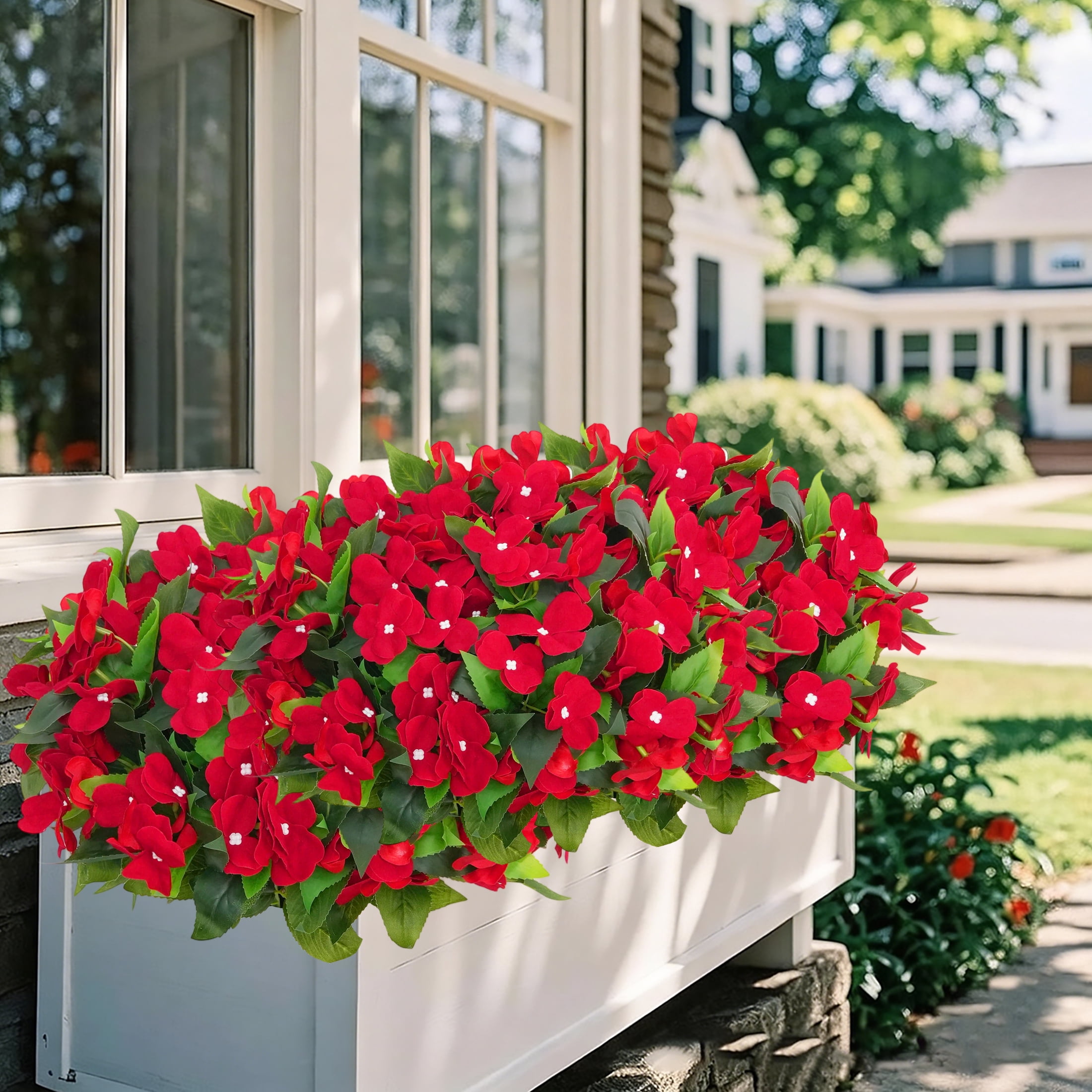 6Pcs-14.96 inch Artificial Embroidered Impatiens Is Suitable for Outdoor False Flower Decoration in Spring and Summer Seasons,