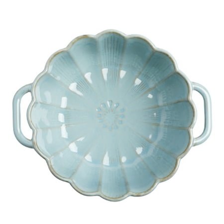 

Qeeadeea Ceramic Soup Bowl With Handle Shallow Bowl Microwave Safe Udon Noodle Bowl Ramen Bowl Ceramic Pho Bowls Large-Light blue-22x18x7cm 1100ml