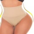 thumbnail image 4 of Women's Mid-Waist Seamless Tummy Control Thong Shapewear Panties Girdle Underwear plus Size S-4XL Skin Colour, 4 of 6