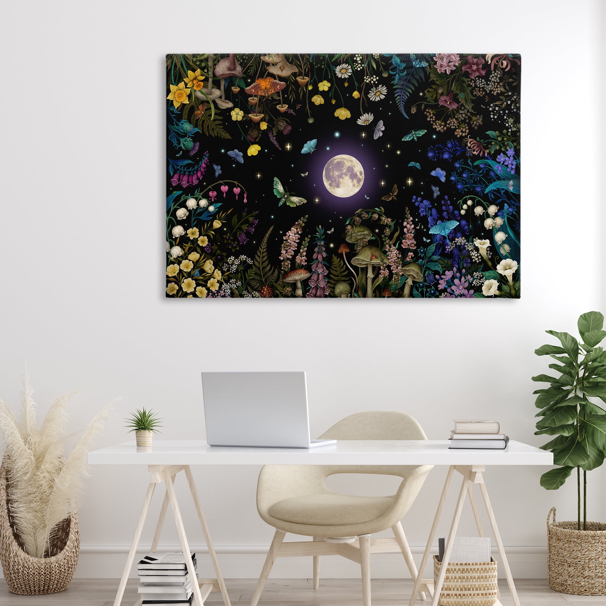 Stupell Industries Night Garden with Moth Canvas Wall Art, design by Episodic Drawings