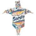 thumbnail image 2 of FORMRS Wearable Blanket Hoodie with Sleeves for Kids Cozy Flannel Sweatshirt, Yellow Sardines Pattern, 2 of 7