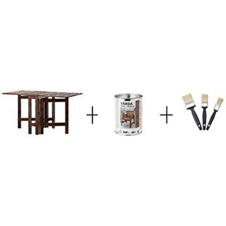 Ikea Gateleg table, outdoor, brown stained brown , Wood stain, outdoor use, brown, Paint brush