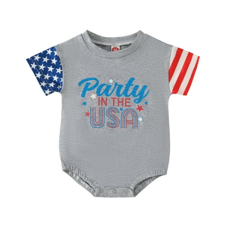 

Dr.Eam Infant Striped Bodysuits Infant Boys Girls Short Sleeve Independence Day 4Th Of July Pullover Romper Newborn Sweatshirt Bodysuits Onesies Outerwear Grey 12 M-18 M