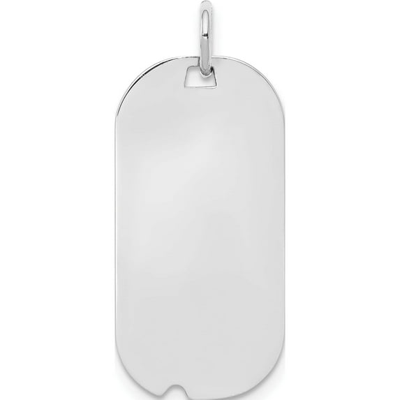 Sterling Silver Ss Rh-Plt Engraveable Dog Tag Polished Front/Satin Back Disc Charm (30 X 13) Made In United States qm442/18