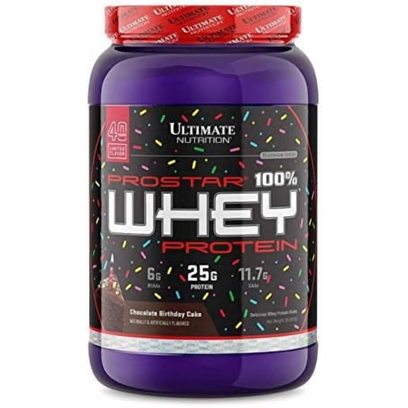 Ultimate Nutrition Prostar Whey Protein Isolate, Chocolate Birthday, 2lb | 25g Whey Protein Isolate Per Serving, Low Carb, Low Fat, Over 6g BCAAs, Fast Absorbing Formula For Muscle Gain And Recovery