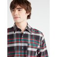 thumbnail image 4 of Free Assembly Men's Stretch Oxford Tartan Shirt with Long Sleeves, Sizes XS-3XL, 4 of 7