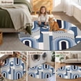 thumbnail image 6 of 6ft Washable Round Rug, Mid-Century Modern Non-Slip Circle Area Rug for Living Room Bedroom, Curve Abstract Geometric Blue Gray Indoor Floor Mat for Home Decor, 6 of 9