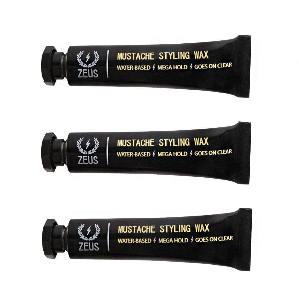 ZEUS Mustache Styling Wax, Mega Hold Water Based Moustache Wax for