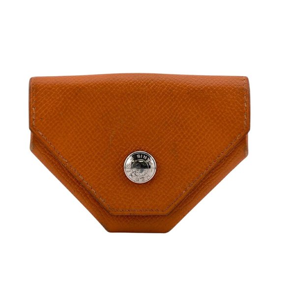 Pre-Owned HERMES Levain Quatre Coin Case Wallet Purse Orange Women's