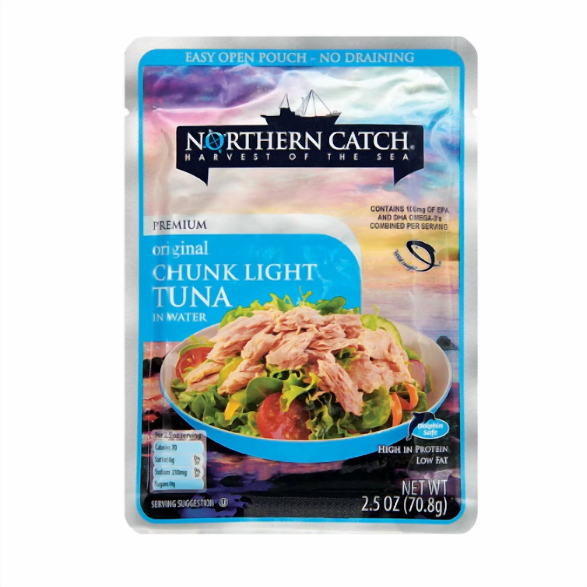 Northern Catch Original Chunk Light,Zesty Lemon Pepper Tuna and Sweet and Spicy Tuna in Water Pouch, 2.5 oz