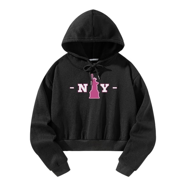 Sudadera con capucha Sudadera con capucha para mujer con cordón Sudadera con capucha de manga larga de invierno Sudadera con capucha corta XL