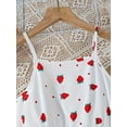 thumbnail image 5 of Summer Strawberry Print Straps Cute Dress Casual Hollow A-Line Skirt for 5-11Y Kid Girls, 5 of 7