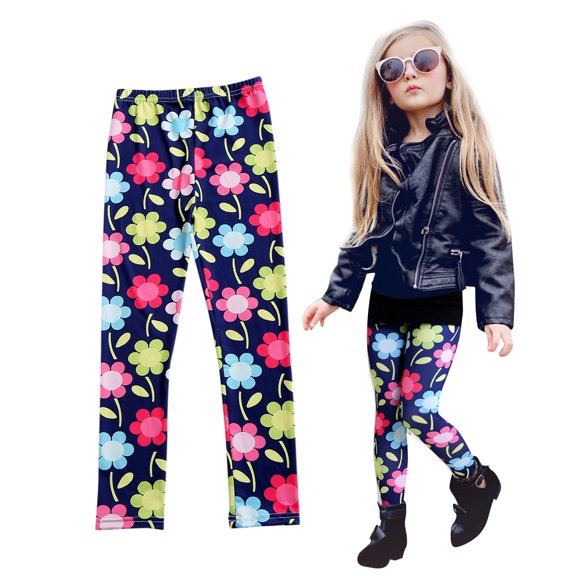 Mepaouo Leggings for Girls Dance Running Yoga Pants Workout Tights Toddler Stretchy Fashion Trousers Blue 7-8 Years
