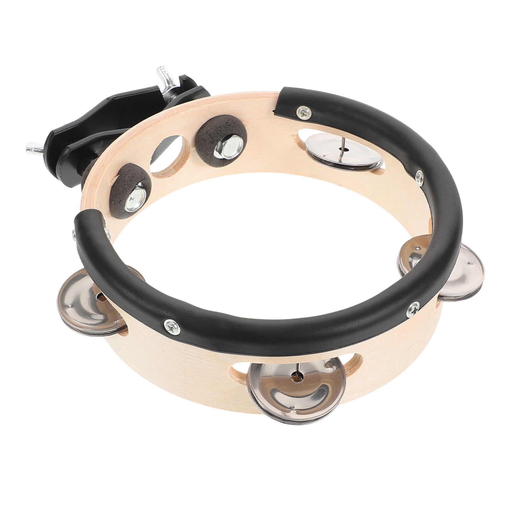 RENACLIPY Handheld Tambourine Light Brown Wood Jazz Performance 1Pcs