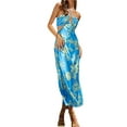 thumbnail image 1 of VISgogo Vestido sin mangas con cuello halter para mujer, atado con pliegues sin espalda Raya de cebra / Recorte con estampado de flores de una sola pieza VISgogo moda, 1 of 6
