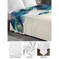 thumbnail image 6 of Peacock Feather Full Size Flat Sheet, Wrinkleproof & Fadeproof Cooling Flat Bed Sheet Only, Teal Ethnic Rustic Farmhouse Elegant Breathable Soft Bedding Top Sheets 81 x 96 Inches, 6 of 8