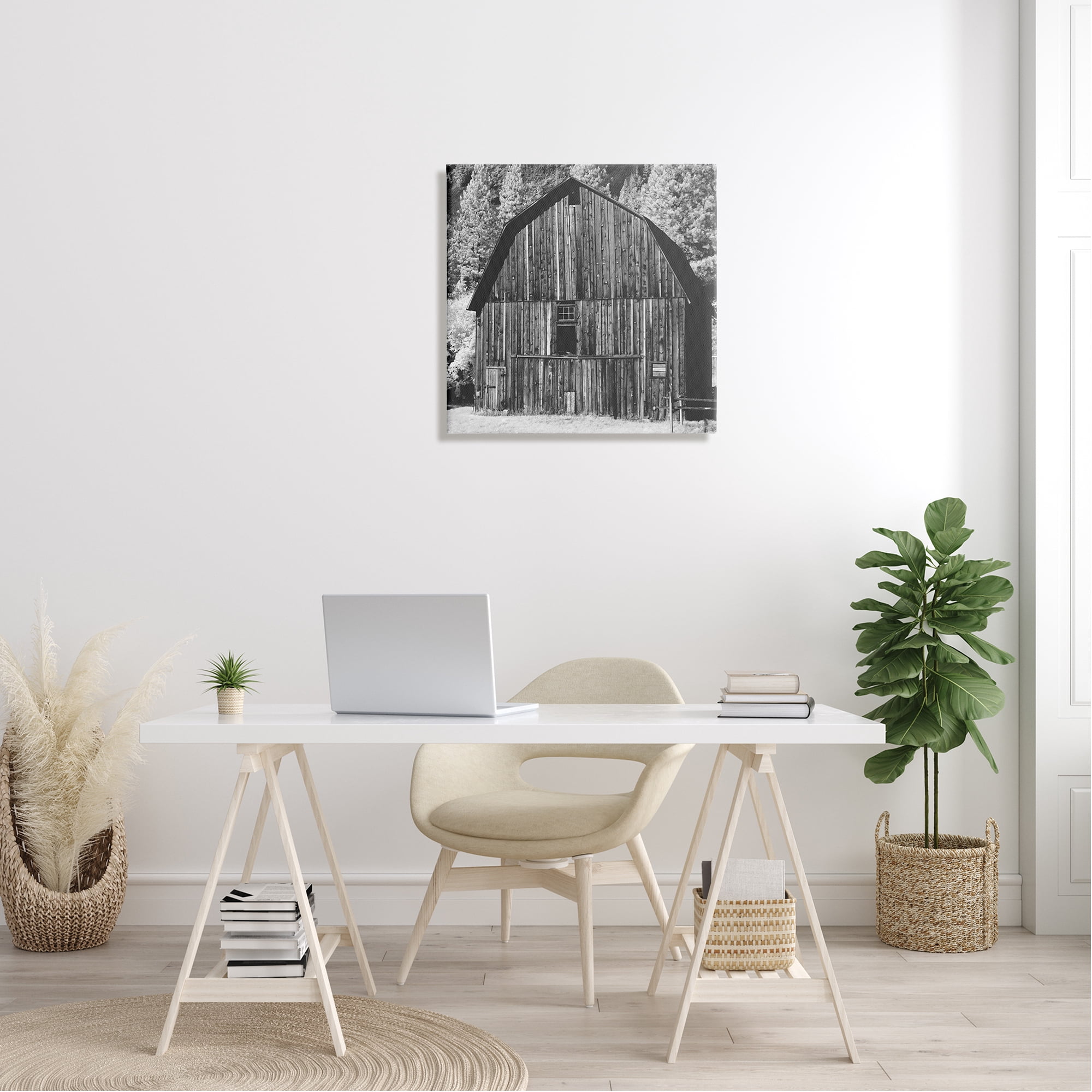 Stupell Industries Rustic Rural Barn Black & White Farm Photography Photograph Gallery Wrapped Canvas Print Wall Art, Design by Daphne Polselli
