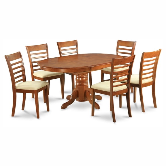 East West Furniture Avon 5 Piece Pedestal Oval Dining Table Set with Milan Microfiber Seat Chairs