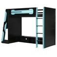 thumbnail image 6 of Youmumeub Twin Gaming Loft Bed with Desk & RGB Lights, Cloud Blue Wood High Sleeper with TV Stand & Storage Shelves, Sturdy Esports Workstation Frame, 6 of 25