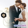 thumbnail image 4 of Pin de broche de flor de rosa Uxcell para hombres, pin de solapa de flor con cadena de borlas doradas para bodas [Negro], 4 of 7