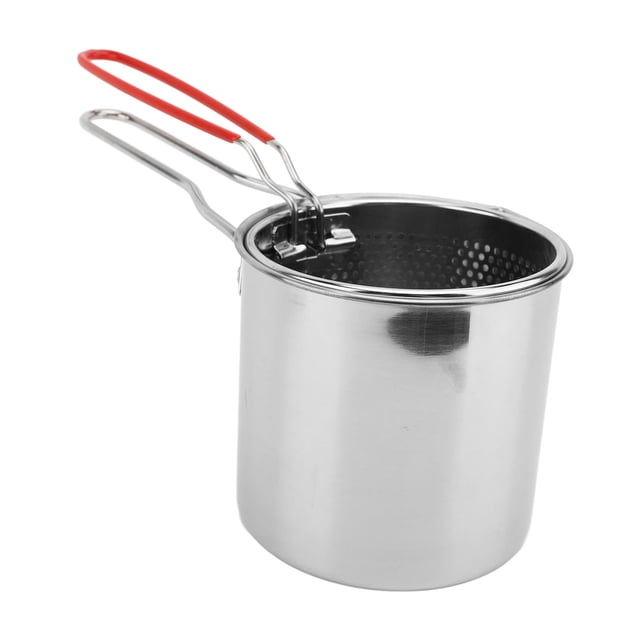 Friteuse Pot, Pot de Cuisson Friteuse Sécuritaire Poignées Anti-Brûlure avec Panier Passoire pour Camping